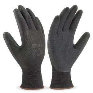 GUANTE DE NYLON COLOR NEGRO CON RECUBRIMIENTO DE LATEX (PACK 12 UDS)